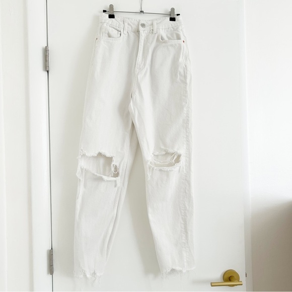 Zara Z1975 Ripped Mom Jeans in White Size US 4 - Picture 2 of 9